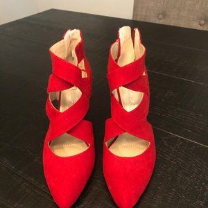 Stunning Red Suede Shoes w/3" heel